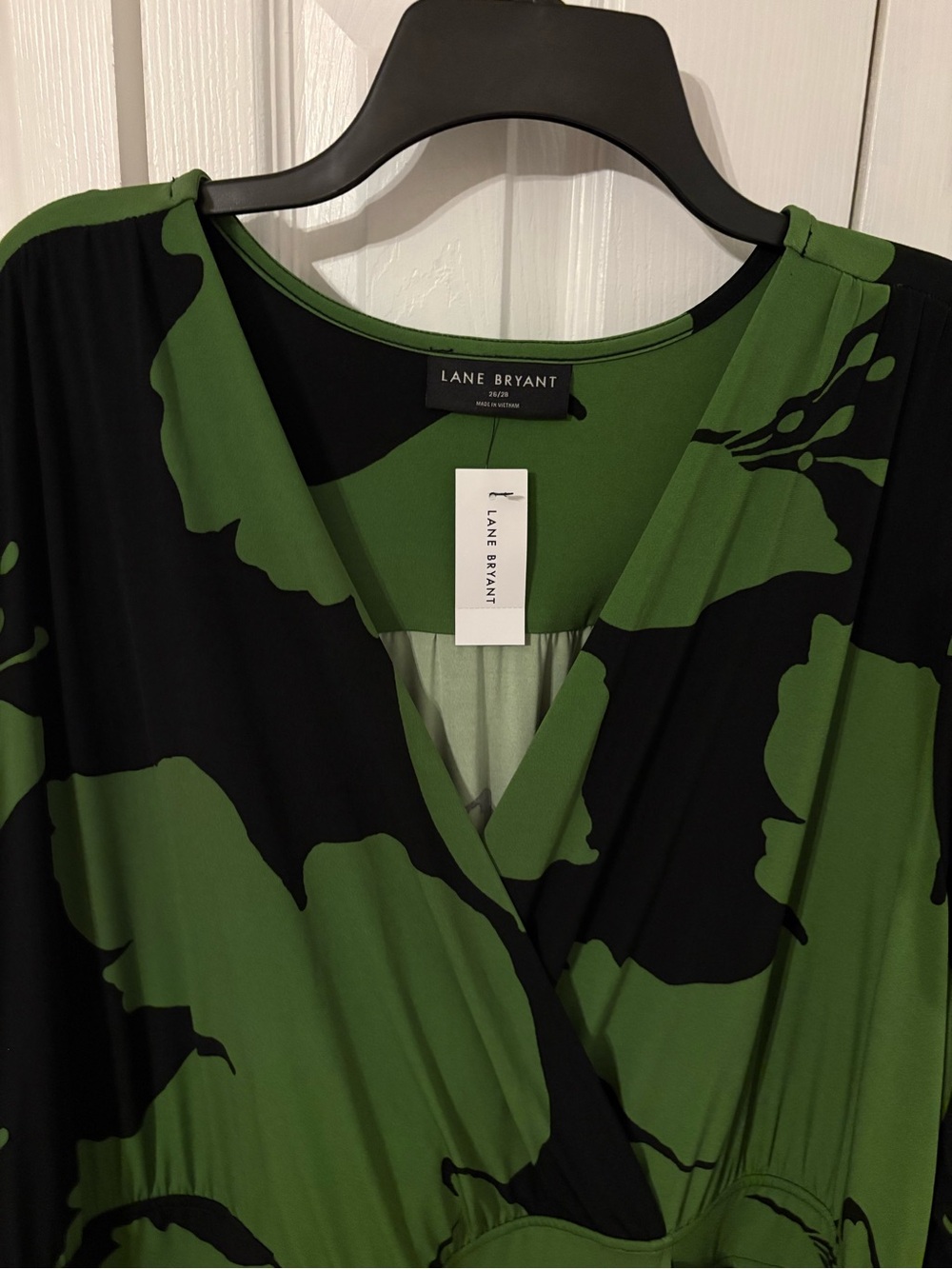 Lane Bryant Black and Green Floral Wrap Dress - Picture 6 of 9